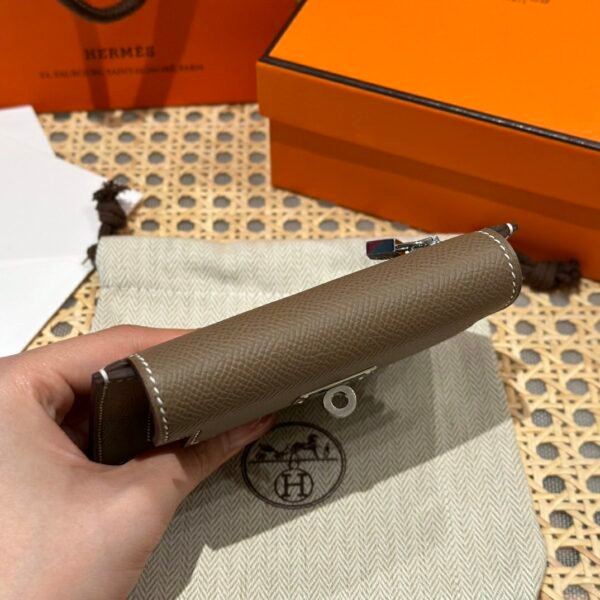 Hermes Kelly Pocket Wallet CK18 Etoupe Epsom Leather Silver Hardware