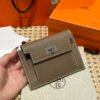 Hermes Kelly Pocket Wallet CK18 Etoupe Epsom Leather Silver Hardware