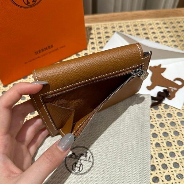 Hermes Kelly Pocket Wallet CK37 Gold Epsom Leather Silver Hardware