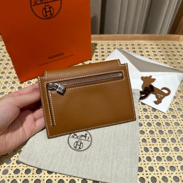 Hermes Kelly Pocket Wallet CK37 Gold Epsom Leather Silver Hardware