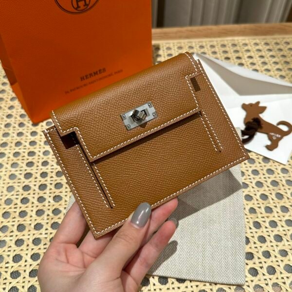 Hermes Kelly Pocket Wallet CK37 Gold Epsom Leather Silver Hardware