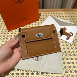 Hermes Kelly Pocket Wallet CK37 Gold Epsom Leather Silver Hardware