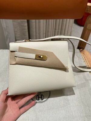 DDMode Hermes Kelly Desordre Bag Craie Epsom Leather Gold Hardware