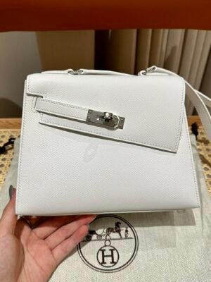 DDMode Hermes UAE Kelly Desordre 20CM Bag Epsom 01 White Silver Hardware
