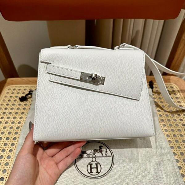 DDMode Hermes UAE Kelly Desordre 20CM Bag Epsom 01 White Silver Hardware