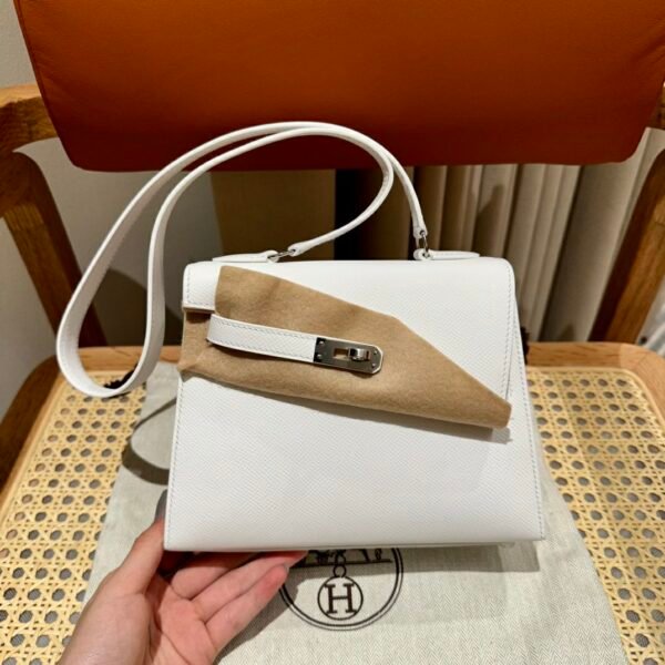 DDMode Hermes UAE Kelly Desordre 20CM Bag Epsom 01 White Silver Hardware