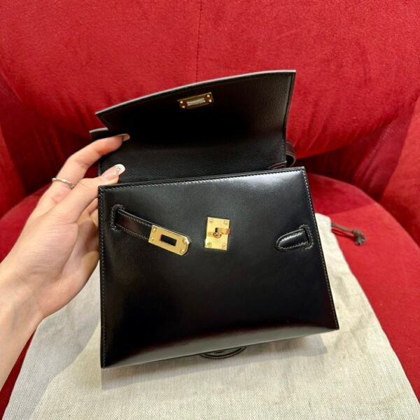 Hermes Kelly Desordre 20CM Black Bag Box Leather Gold Hardware