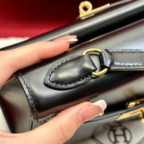 Hermes Kelly Desordre 20CM Black Bag Box Leather Gold Hardware