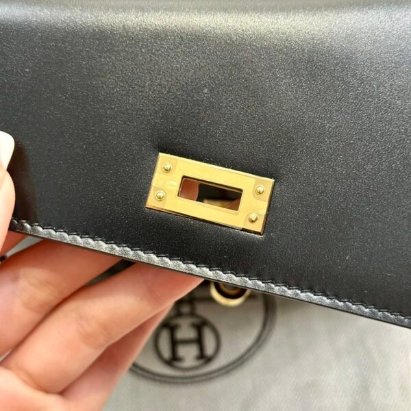 Hermes Kelly Desordre 20CM Black Bag Box Leather Gold Hardware