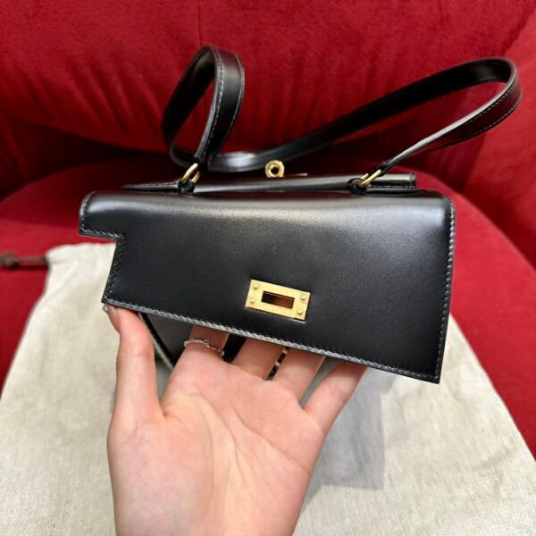 Hermes Kelly Desordre 20CM Black Bag Box Leather Gold Hardware