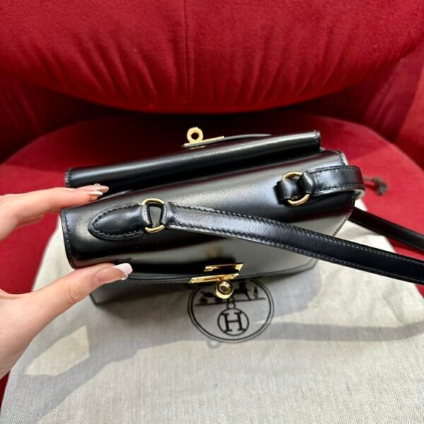 Hermes Kelly Desordre 20CM Black Bag Box Leather Gold Hardware