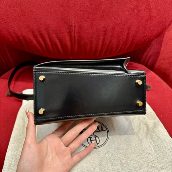 Hermes Kelly Desordre 20CM Black Bag Box Leather Gold Hardware