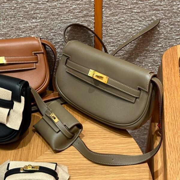 DDMode Hermes Kelly Moove Bag Color Etoupe/Gold/Craie/Black Swift Leather