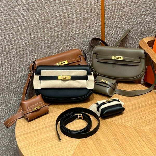 DDMode Hermes Kelly Moove Bag Color Etoupe/Gold/Craie/Black Swift Leather