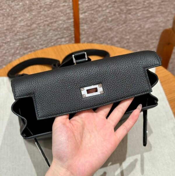 Hermes Kelly Ado CK89 Black Togo Leather Silver Hardware All Handmade