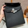 Hermes Kelly Ado CK89 Black Togo Leather Silver Hardware All Handmade