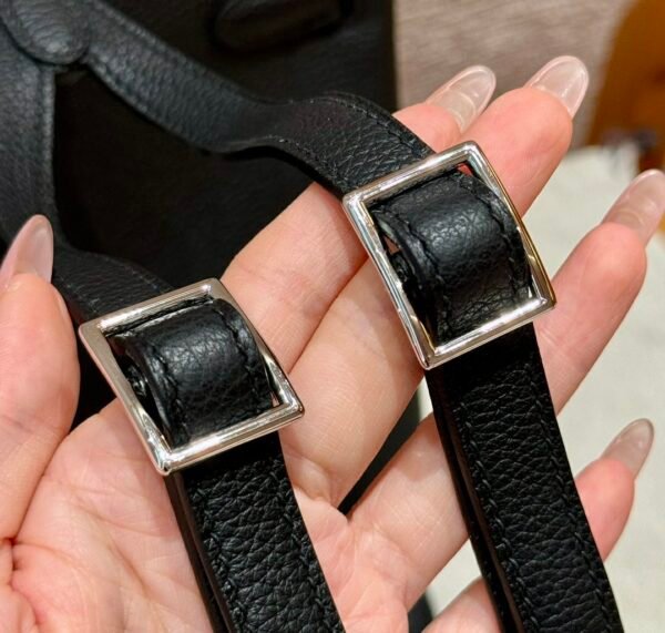 Hermes Kelly Ado CK89 Black Togo Leather Silver Hardware All Handmade