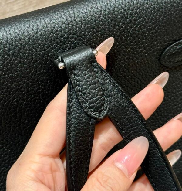 Hermes Kelly Ado CK89 Black Togo Leather Silver Hardware All Handmade