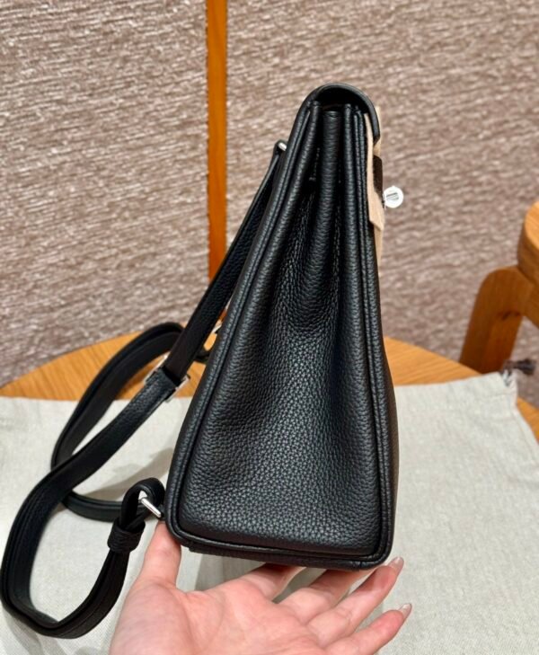 Hermes Kelly Ado CK89 Black Togo Leather Silver Hardware All Handmade