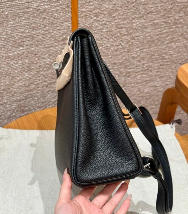 Hermes Kelly Ado CK89 Black Togo Leather Silver Hardware All Handmade