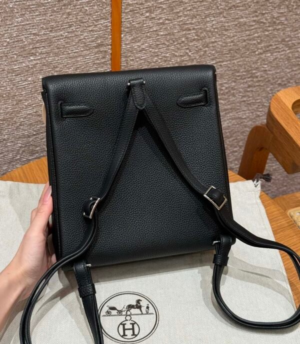 Hermes Kelly Ado CK89 Black Togo Leather Silver Hardware All Handmade