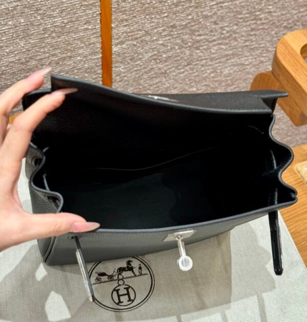 Hermes Kelly Ado CK89 Black Togo Leather Silver Hardware All Handmade