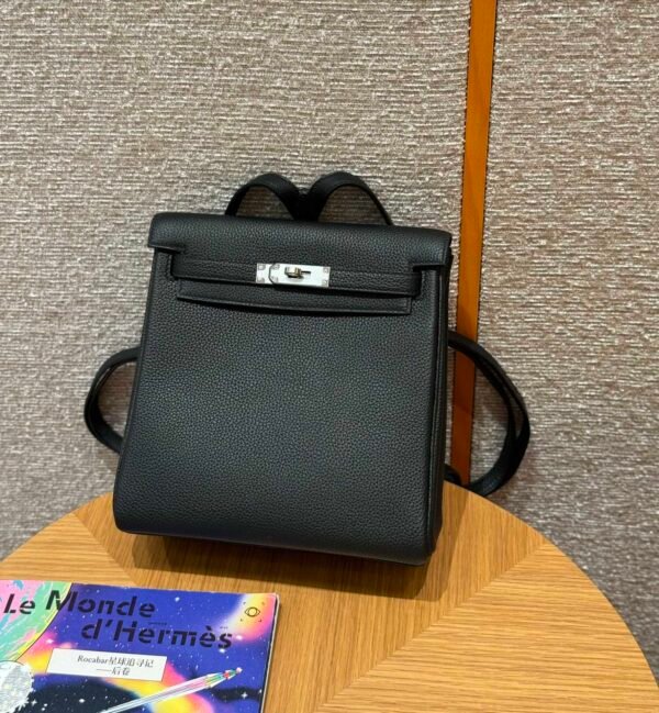 Hermes Kelly Ado CK89 Black Togo Leather Silver Hardware All Handmade