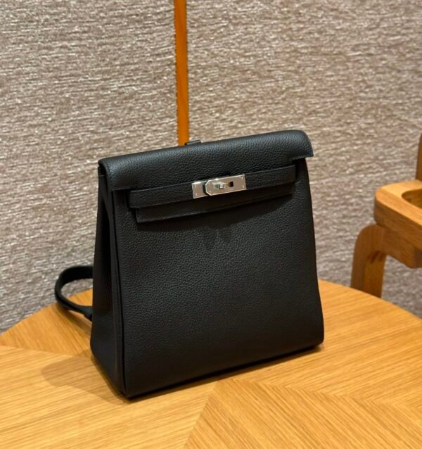 Hermes Kelly Ado CK89 Black Togo Leather Silver Hardware All Handmade