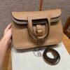 Hermes Halzan 0M Chai/18 Etoupe 31*20*10cm Clememce Leather Gold Hardware