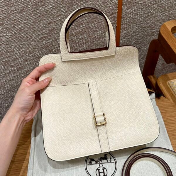 Hermes Halzan I2 Nata/0M Chai Clememce Leather Gold Hardware