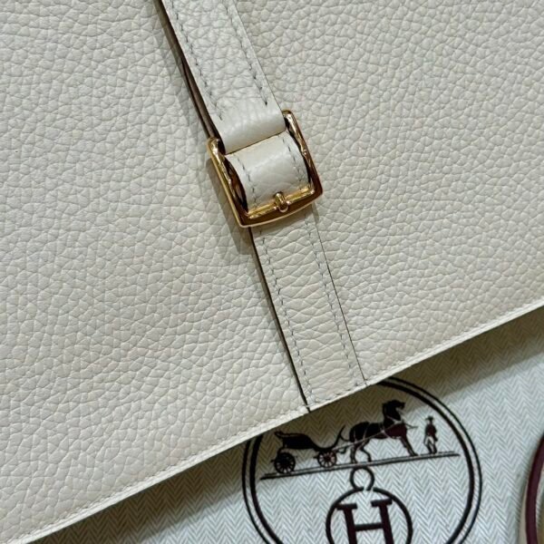 Hermes Halzan I2 Nata/0M Chai Clememce Leather Gold Hardware