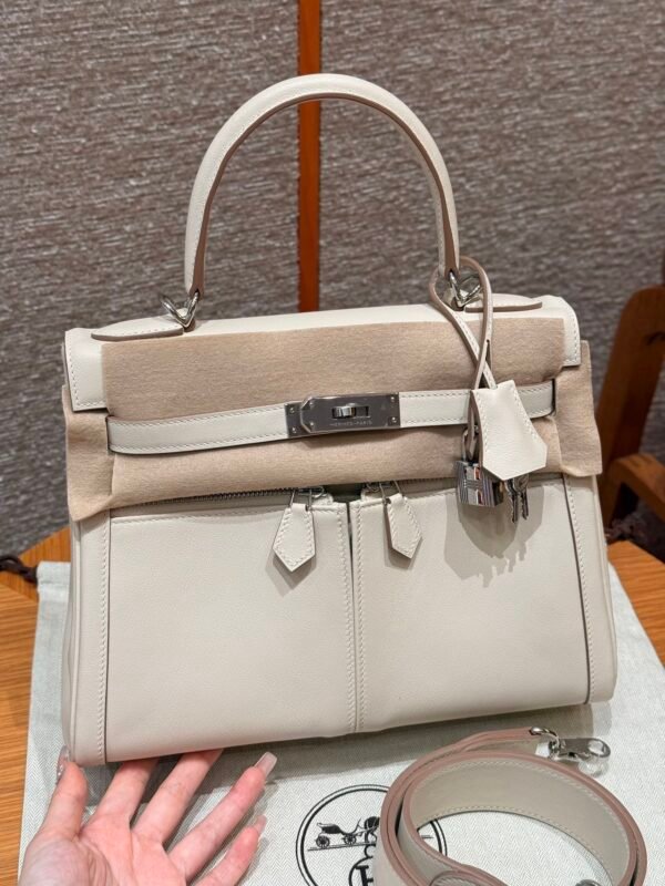 DDMode Hermes Kelly Lakis 28CM CK10 Craie Swift Leather Silver Hardware