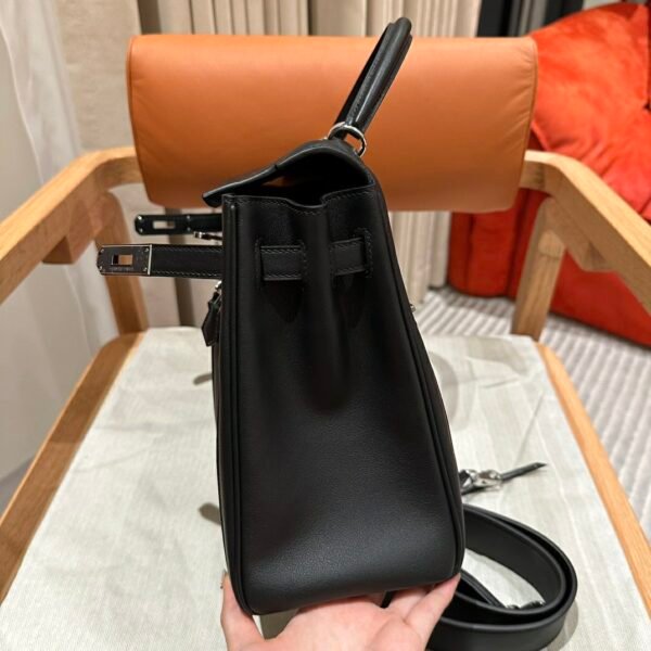 DDMode Hermes Kelly 32CM Lakis Bag CK89 Black Silver Hardware Swift Leather