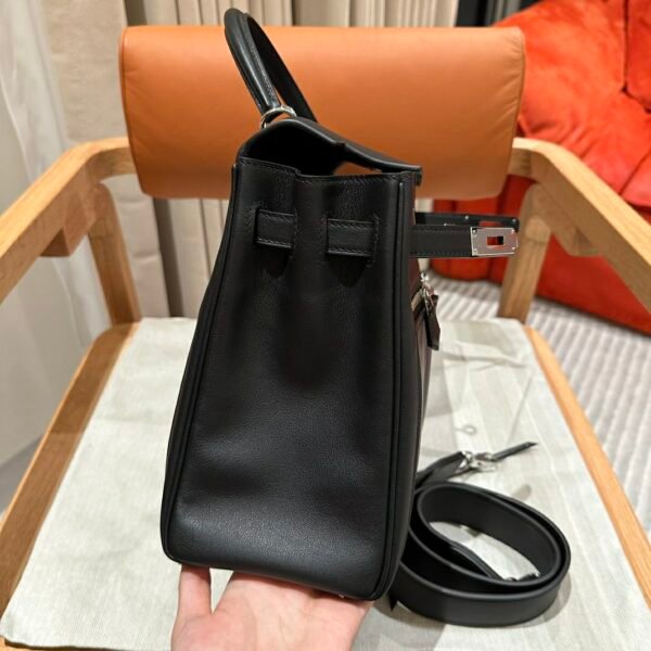 DDMode Hermes Kelly 32CM Lakis Bag CK89 Black Silver Hardware Swift Leather