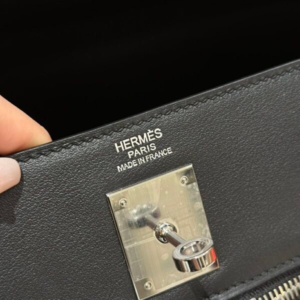 DDMode Hermes Kelly 32CM Lakis Bag CK89 Black Silver Hardware Swift Leather