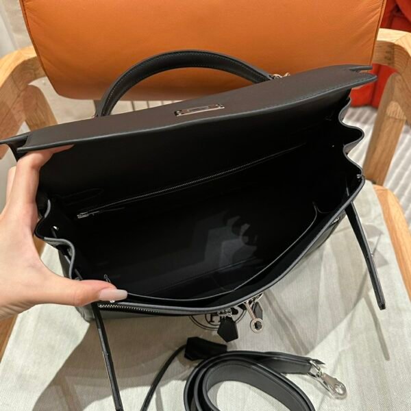 DDMode Hermes Kelly 32CM Lakis Bag CK89 Black Silver Hardware Swift Leather