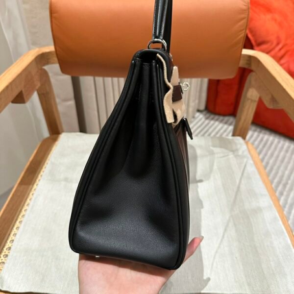 DDMode Hermes Kelly 32CM Lakis Bag CK89 Black Silver Hardware Swift Leather
