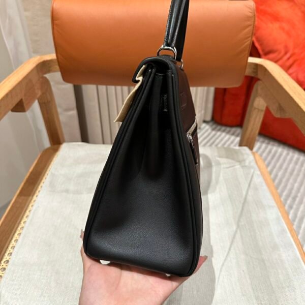 DDMode Hermes Kelly 32CM Lakis Bag CK89 Black Silver Hardware Swift Leather