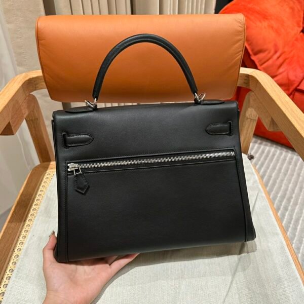 DDMode Hermes Kelly 32CM Lakis Bag CK89 Black Silver Hardware Swift Leather
