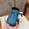 Hermes Kelly Doll 75 Blue Jean/i6 Rose extreme Swift Leather Gold Hardware