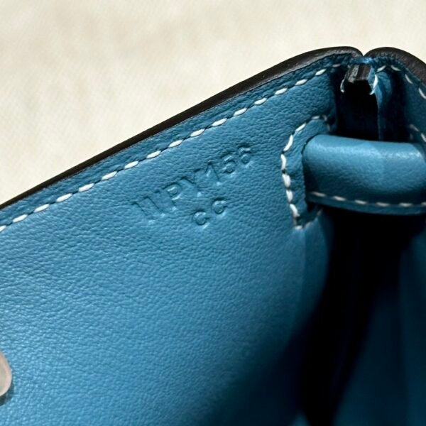 Hermes Kelly Doll 75 Blue Jean/i6 Rose extreme Swift Leather Gold Hardware