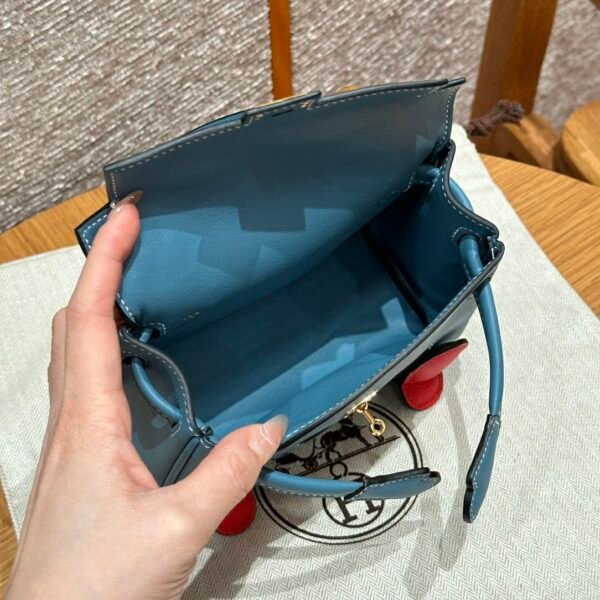Hermes Kelly Doll 75 Blue Jean/i6 Rose extreme Swift Leather Gold Hardware