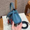 Hermes Kelly Doll 75 Blue Jean/i6 Rose extreme Swift Leather Gold Hardware