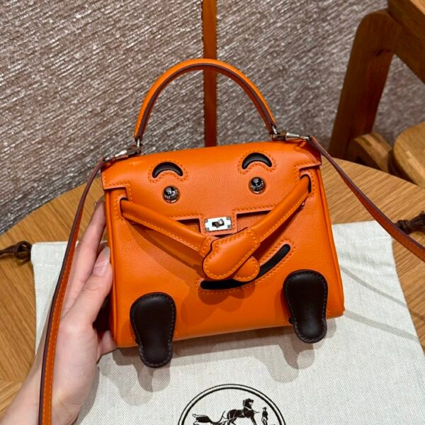 Hermes Kelly Doll CK93 Orange Full Handmade Swift Leather Silver Hardware