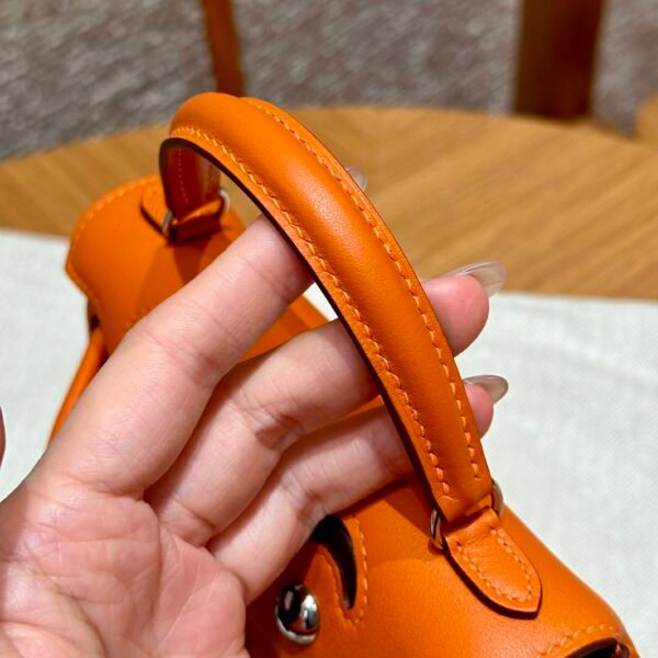 Hermes Kelly Doll CK93 Orange Full Handmade Swift Leather Silver Hardware