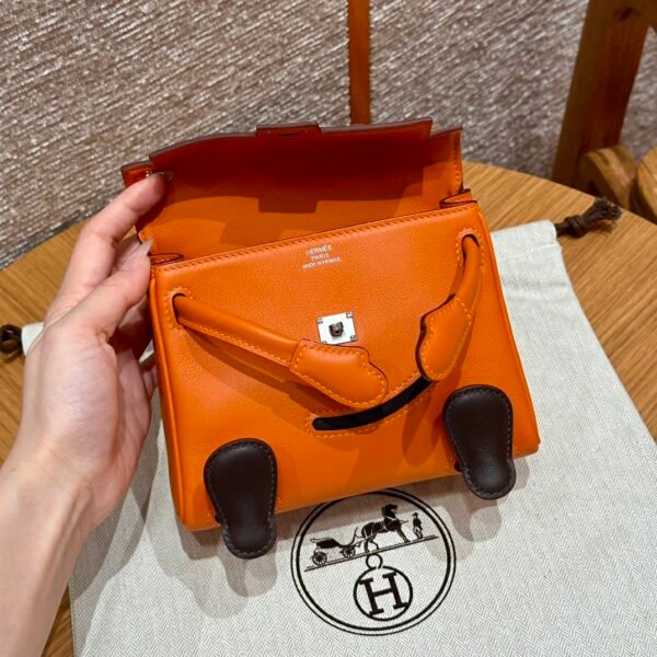 Hermes Kelly Doll CK93 Orange Full Handmade Swift Leather Silver Hardware