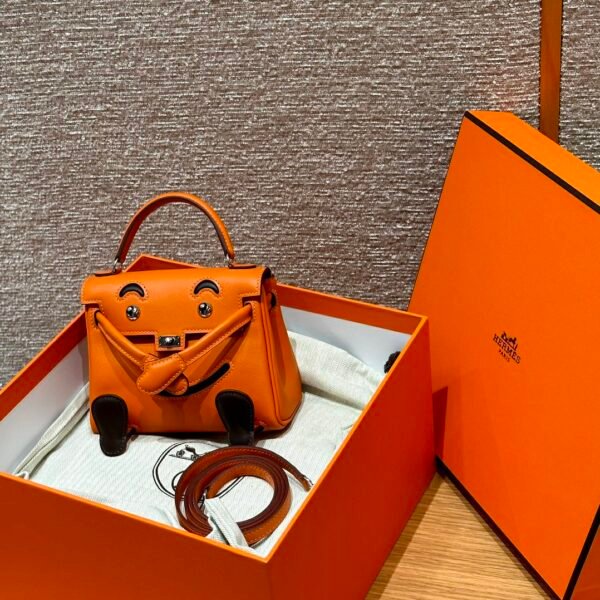 Hermes Kelly Doll CK93 Orange Full Handmade Swift Leather Silver Hardware