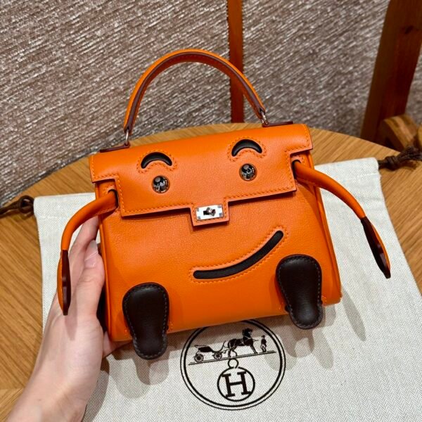 Hermes Kelly Doll CK93 Orange Full Handmade Swift Leather Silver Hardware