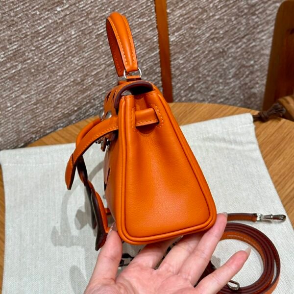 Hermes Kelly Doll CK93 Orange Full Handmade Swift Leather Silver Hardware
