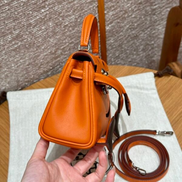Hermes Kelly Doll CK93 Orange Full Handmade Swift Leather Silver Hardware